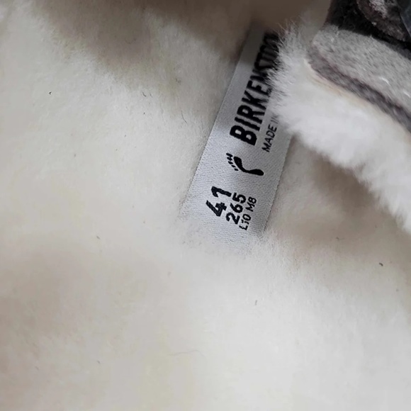 Birkenstock Suede Leather Boston Shearling Fur Gray Euro 41 Women 10 - Picture 5 of 6